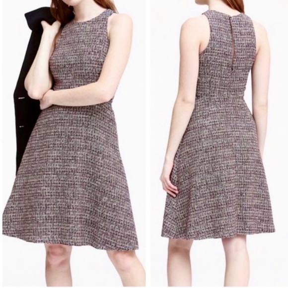 Banana Republic Tweed Wool Blend Fit and Flare Dress Size 2P Career Workwear - Picture 1 of 5